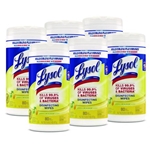 7x7.25 LYSOL Disinfecting Wipes, 1-Ply, Lemon and Lime Blossom, White, 80 Wipes/Canister, 6 Canisters/ct