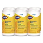 Clorox Disinfecting Wipes, 1-Ply, 7 x 8, Lemon Fresh, White, 75/Canister, 6/Carton