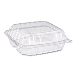 8.25x8.25x3 Dart ClearSeal Hinged-Lid Plastic Containers, Clear, 250/cs
