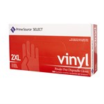 Prime Source® Select Powder Free Clear Vinyl Glove, 2X-Large 10/100/CS
