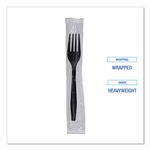 Heavyweight Boardwalk Wrapped Polypropylene Cutlery, Fork, Black, 1,000/cs
