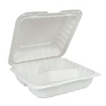 EcoSystems MFPP 3-Compartment Hinge Container, White, 8" x 8", 1/CS/150 150/CS