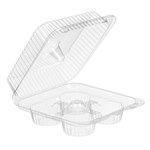 PET 4-Compartment Muffin/Cupcake Container, Clear, 7.75" x 3.13 300/CS