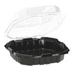 Crisp Food PP Hinged Container, Black;Clear, 9" x 9" , 1/CS/100 2/50