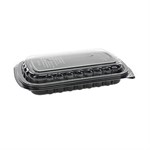 ClearView MealMaster MFPP Hot BBQ Half Slab Rib Microwavable Takeout Container And Anti Fog Food Display Lid Combo Pack, Black/Clear, 10" x 7.1" x 2.1 90/CS