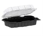 Polypropylene Vented Hinged Container, Black/Clear, 9" x 6 2/55