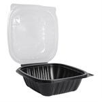 EcoSystems Polypropylene Hinged Container, Black/Clear, 6" x 6" x 3", 1/CS/300 4/75