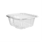 ClearPac SafeSeal RPET Tamper-Evident/Resistant Hinged Container With Flat Lid, Clear, 32 oz 200/CS