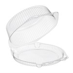 64.9 Oz 8 x 8.37 x 3.62" OD Clear PET Clamshell Container with Hinged Lid 200/CS