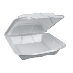 Hinged Container 1 Compartment 9" White Economy 150/CS