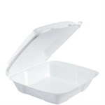 EPS Hinged Container, White, Large, 9.38" x 9" x 3 2/100