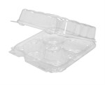 4-Compartment Large Muffin Container, Tall, 8.6" x 8.6" x 3.22", 1/CS/120