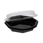 EarthChoice Hinged Lid Octagon Take Out Container, Black, 6.5" x 2.5 1/CS/150