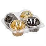 Inno-Pak PET 4-Count Muffin Container, Clear, 8.25" x 8" x 3.3", 1/CS/240 1/CS/200