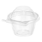 PET Clamshell Container with Dome Lid, Clear, 8 oz, 4.37" x 4.43" x 3.43 1/CS/272