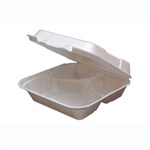 Regal 8 x 8 x 3" White Foam 3-Compartment Hinged Container 2/100