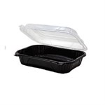 EcoSystems Polypropylene Hinged Container, Black; Clear, 9.3" x 7" x 3", 1/CS/300 4/75