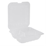 EcoSystems Polypropylene 3-Compartment Hinged Container, Clear, 8.35" x 8.3" x 3", 1/CS/150 150/CS