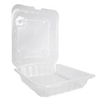 EcoSystems Polypropylene Hinged Container, Clear, X-Large, 9.23" x 9.23" x 3", 1/CS/150 150/CS