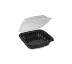 PP Hinged Container, Black;Clear, 1/CS/150 150/CS