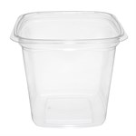 EcoSystems 30% Post Consumer rPET Square Deli Container, 24 oz, Clear, 4", 1/CS/600 6/100/CS
