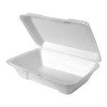 Snap-It® EPS 1 Compartment Hinged Container, White, Large, 9.19" x 6.5" x 2.88" 2/100