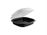 Polypropylene Culinary Classics Hinged Container 1 Compartment, Black/Clear, 26 oz