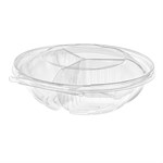 PET Bowl Clamshell Container with Hinged Lid, 52 oz, 9.68" x 9.75" x 3.37"