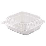 8x8 Dart ClearSeal Hinged-Lid Plastic Containers, 8.3x8.3x3, Clear, 250/cs
