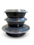 Empress 48 oz 9" Round Container Combo Black Base w/ Clear Lid 150 / cs