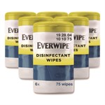 Disinfectant Wipes, 1-Ply, 7 x 7, Lemon, White, 75/Canister, 6 Canisters/Carton