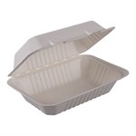Empress Earth Hinged Container Molded Fiber 9""x6""Hoagie Natural White PFAS Free 2 / 125 cs