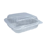 8x8x3 PP Hinged Container Vented Clear, 3 Compartment Empress 200/cs
