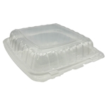 9x9 Empress PP Hinged Container Vented Clear, 1 Compartment, 150/cs