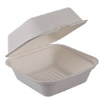 Empress Earth Hinged Container Molded Fiber 6""x 6"" x 3"" Natural White PFAS Free 4 / 125 cs