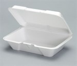 Genpak Large Deep 1 Compt Hinged Container 9-3/16""x6.5""x2.75"" White Foam 200 / cs