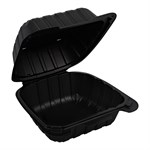 Empress Earth Hinged Container Mineral Filled PP 6" x 6" x 3" Black 12/ 25 cs