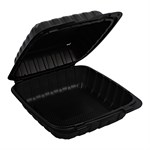 Empress Earth Hinged Container Mineral Filled PP 8" x 8" x 3" Black 1-Compartment 6 / 25 cs
