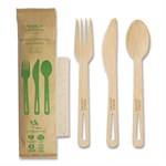 Bamboo Cutlery, Knife/Fork/Spoon/Napkin, 6.7", Natural, 250/Carton