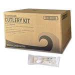Six-Piece Cutlery Kit, Fork/Knife/Teaspoon/Napkin/Pepper/Salt, White, 1,000/Carton