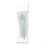 Fieldware Cutlery, Individually Wrapped, Fork, Knife, Teaspoon, Napkin, White, 250/ct
