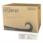 Four-Piece Cutlery Kit, Fork/Knife/Napkin/Teaspoon, Mediumweight, White, 250/Carton