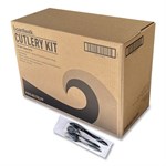 Four-Piece Cutlery Kit, Fork/Knife/Teaspoon/Napkin, Mediumweight, Black, 250/Carton