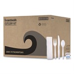Six-Piece Cutlery Kit, Condiment/fork/knife/napkin/teaspoon, White, 250/carton