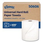 Hard Roll Paper Towels with Premium Absorbency Pockets, 1-Ply, 8" x 600 ft, 1.75" Core, White, 6 Rolls/Carton