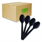 100% Recycled Content Cutlery, Spoon, 6", Black, 50/Pack, 20 Pack/Carton