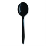 Heavyweight Polypropylene Cutlery, Soup Spoon, Black, 1,000/Carton