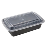 38oz Rectangular Containers with Lids Black/Clear 150/cs