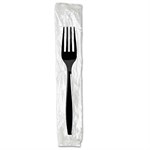 Heavyweight Individually Wrapped Forks, Polystyrene, Black, 1,000/ct