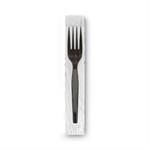 Grab'n Go Wrapped Cutlery, Forks, Black, 90/box, 6 Box/ct
